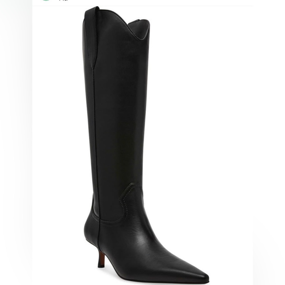 Classic Black Knee-High Heeled Boots - Women's